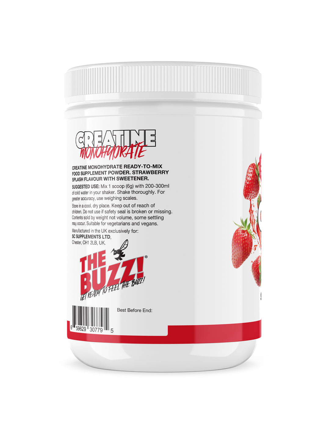 THE BUZZ! Creatine Monohydrate 300g Strawberry Splash