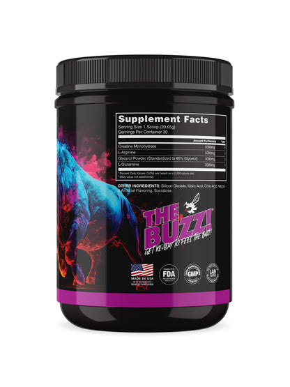 THE BUZZ! BULL GAINS Strawberry Kiwi 620grams + Free Shaker